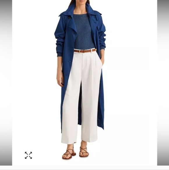 NWT Lauren Ralph Lauren Featherweight Twill Trench Coat Indigo Sail Blue - 4 - Picture 2 of 8